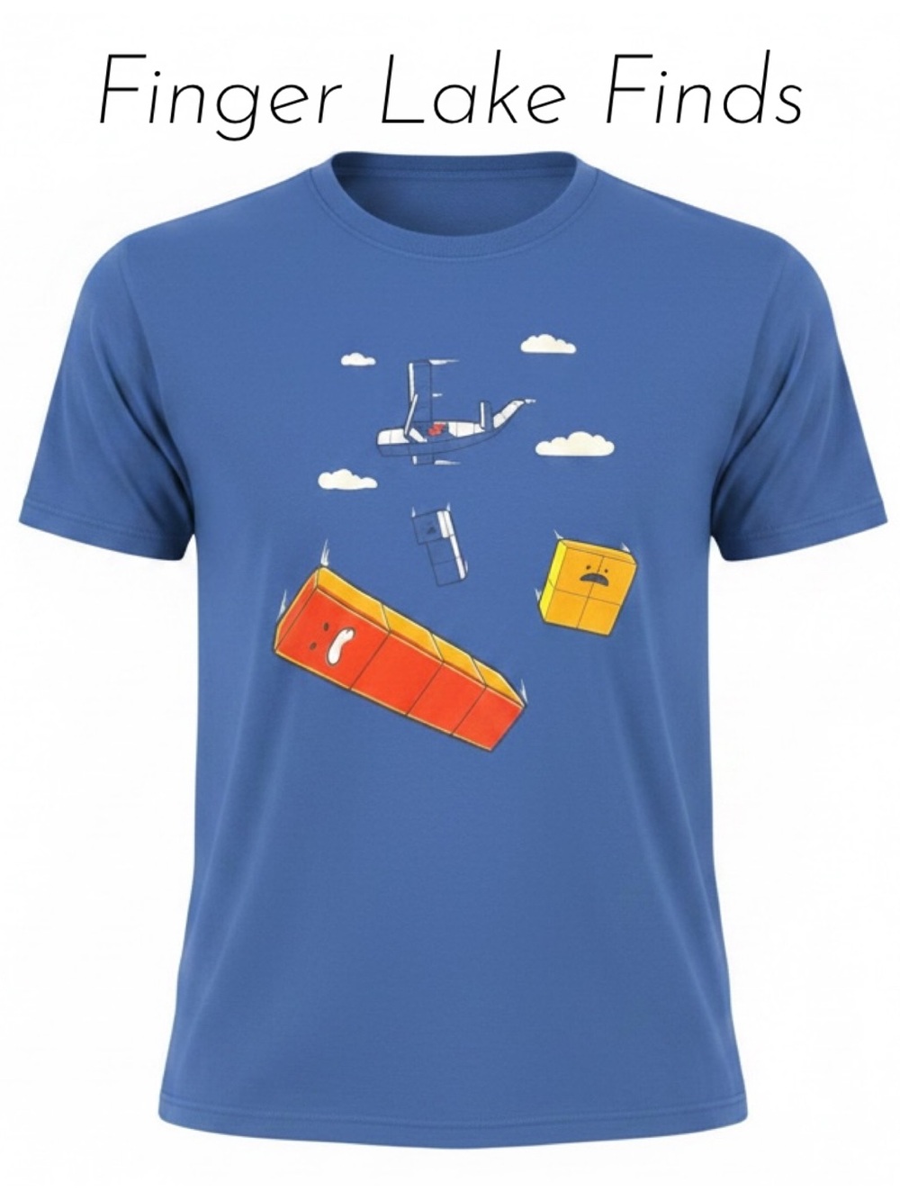 Tetris Blue Graphic Short Sleeve Tee, 2XL